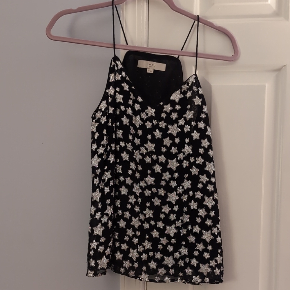 LOFT Black and White Star Camisole